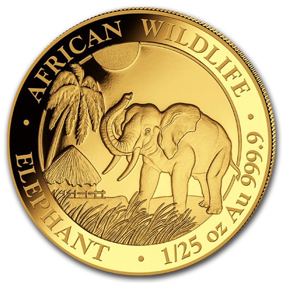 2017 Somalia 1/25 oz Gold African Elephant BU 2017 Somalia 1/25 oz Gold African Elephant BU